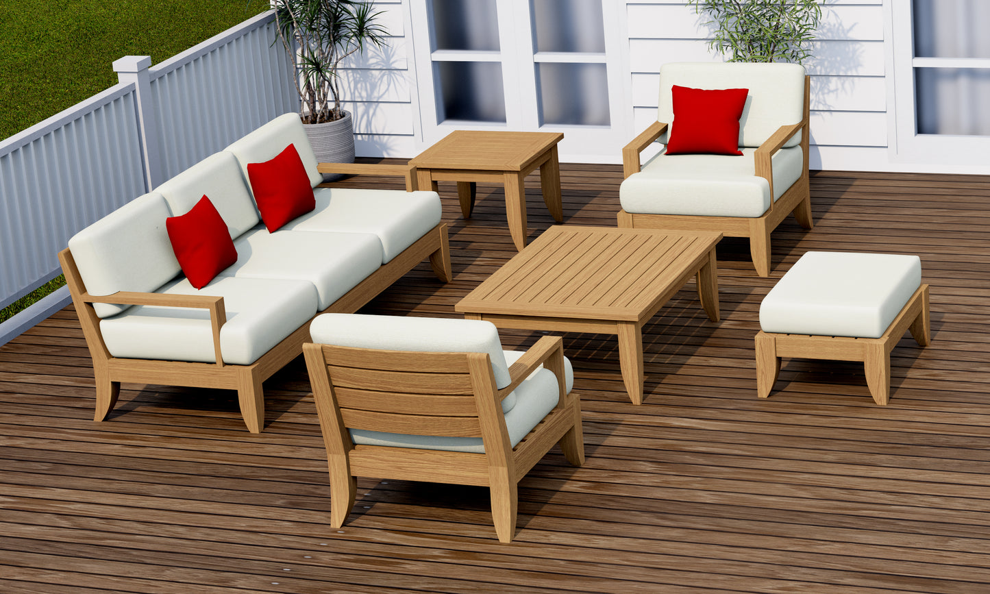 6 Piece Atnas Lounge Set: Lounge Sofa, Lounge Chairs, Ottoman with Accent Tables