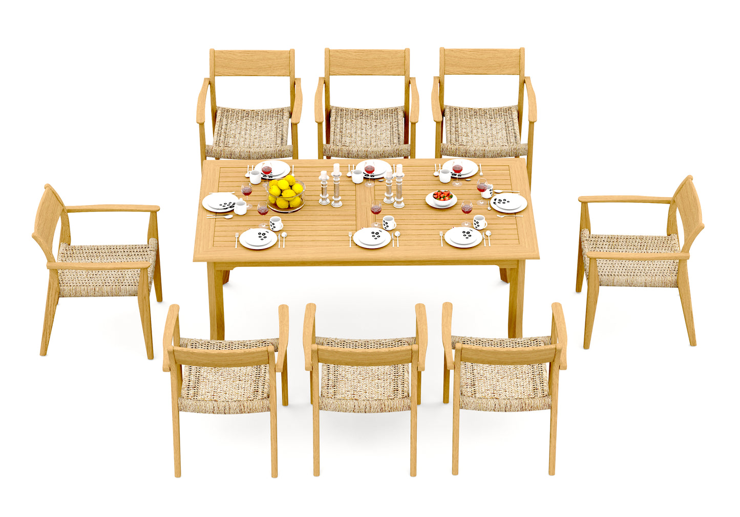 71" Rectangle Table with 6 Amilo Arm Chairs