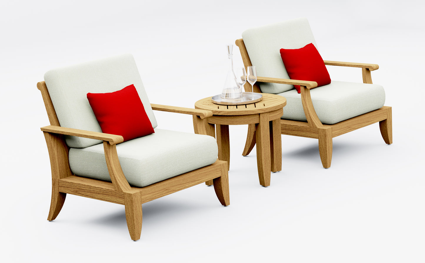 3 Piece Lagos Lounge Set: 2 Lagos Lounge Chairs with Noida Round Side Table