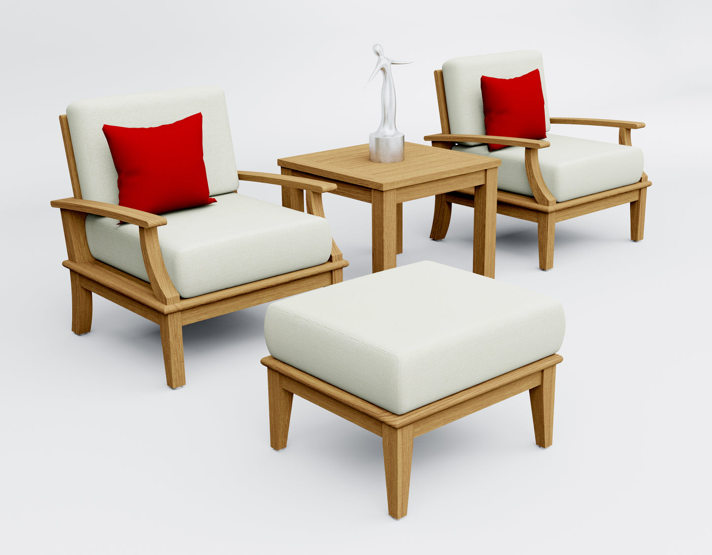 4 Piece Somer Lounge Set: 2 Lounge Chairs, Ottoman and Madras Side Table