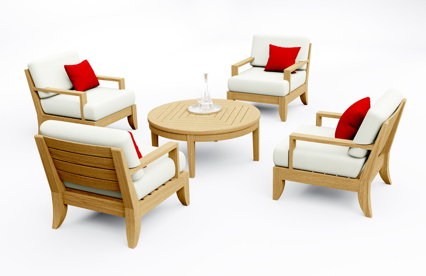5 Piece Atnas Lounge Set: 4 Atnas Sofa Chairs and Noida Round Coffee Table
