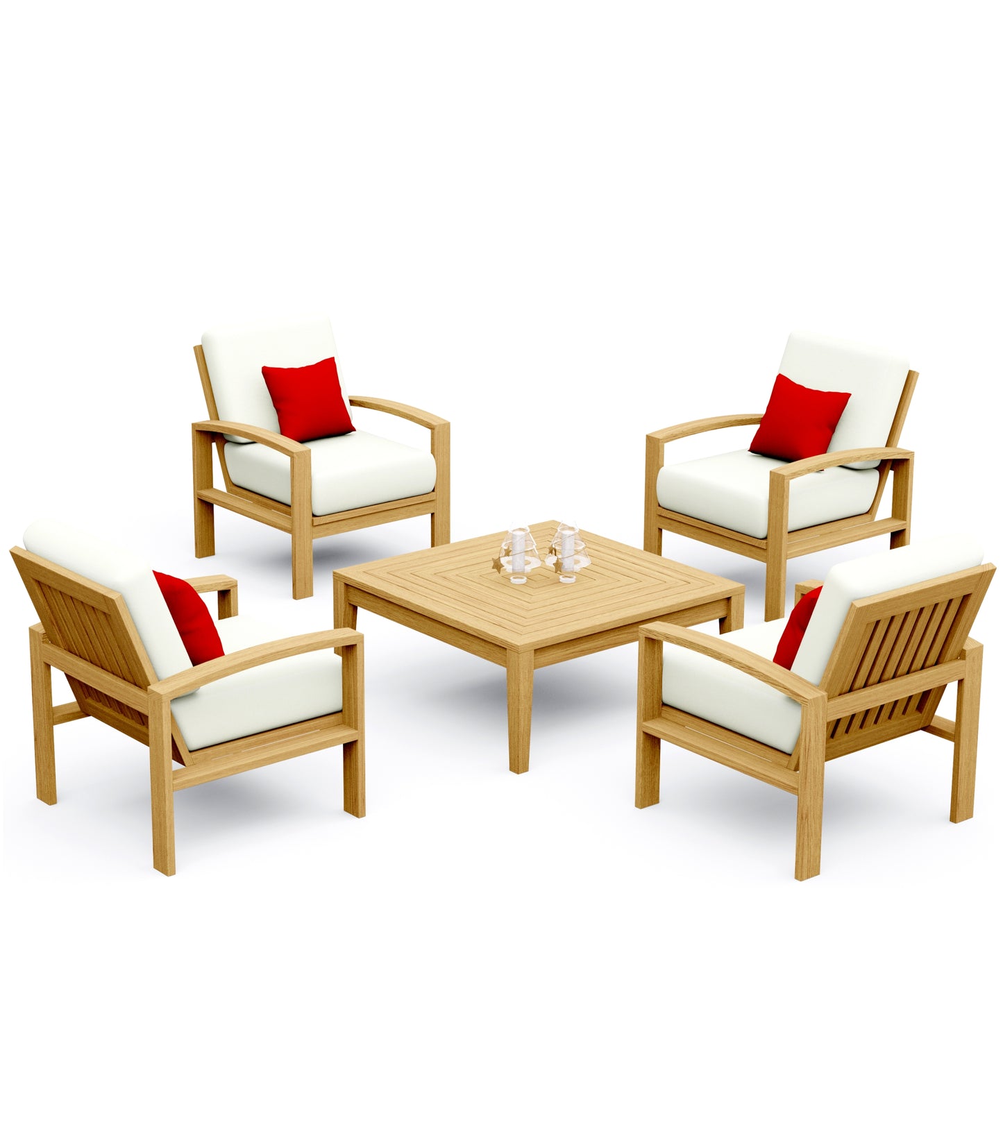 5 Piece Madras Lounge Set: Madras Sofa Chairs and Noida Square Coffee Table