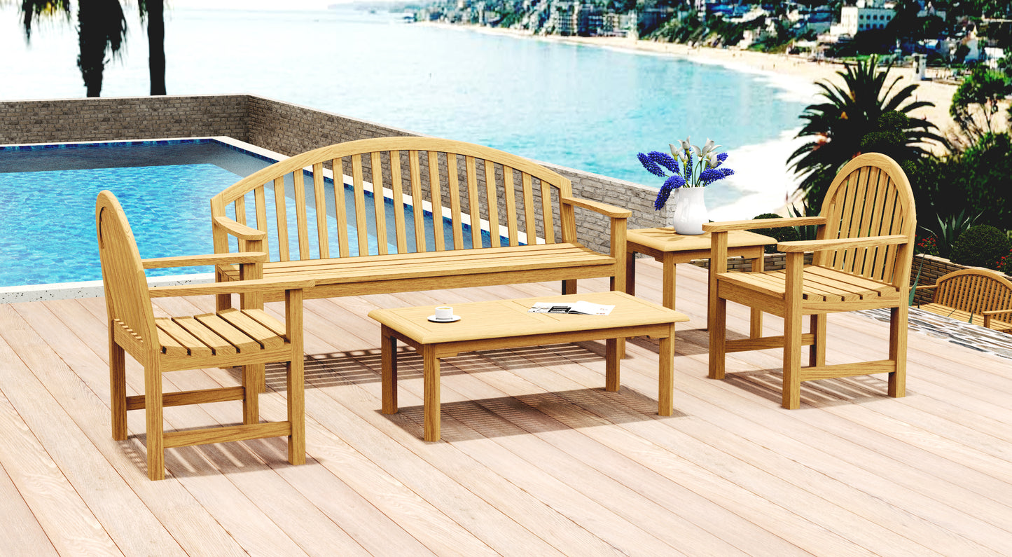 5 Piece Giverny Bench Set: 1 Bench, 2 Giverny Chairs with Napa Accent Tables