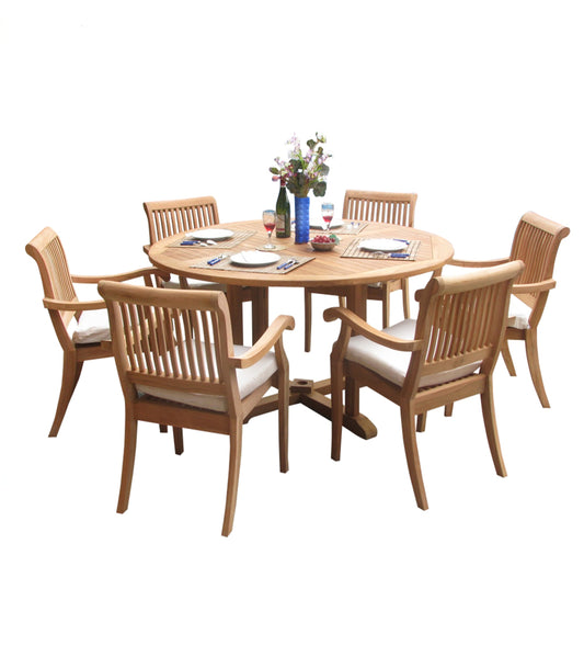 60" Round Table with 6 Arbor Arm Chairs