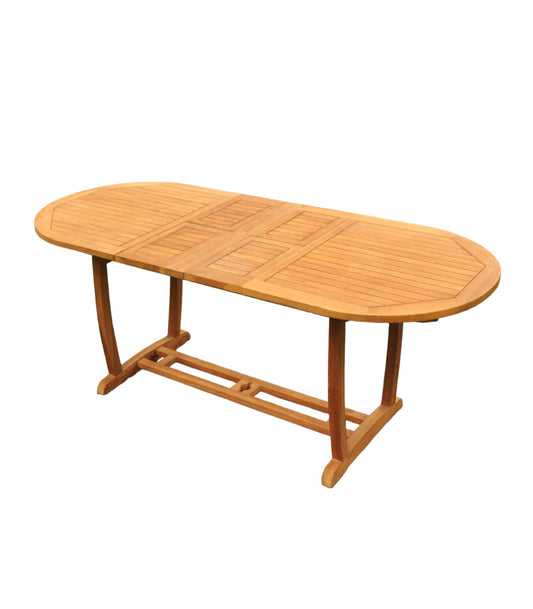 94" Double Extension Oval Dining Table with Trestle Legs