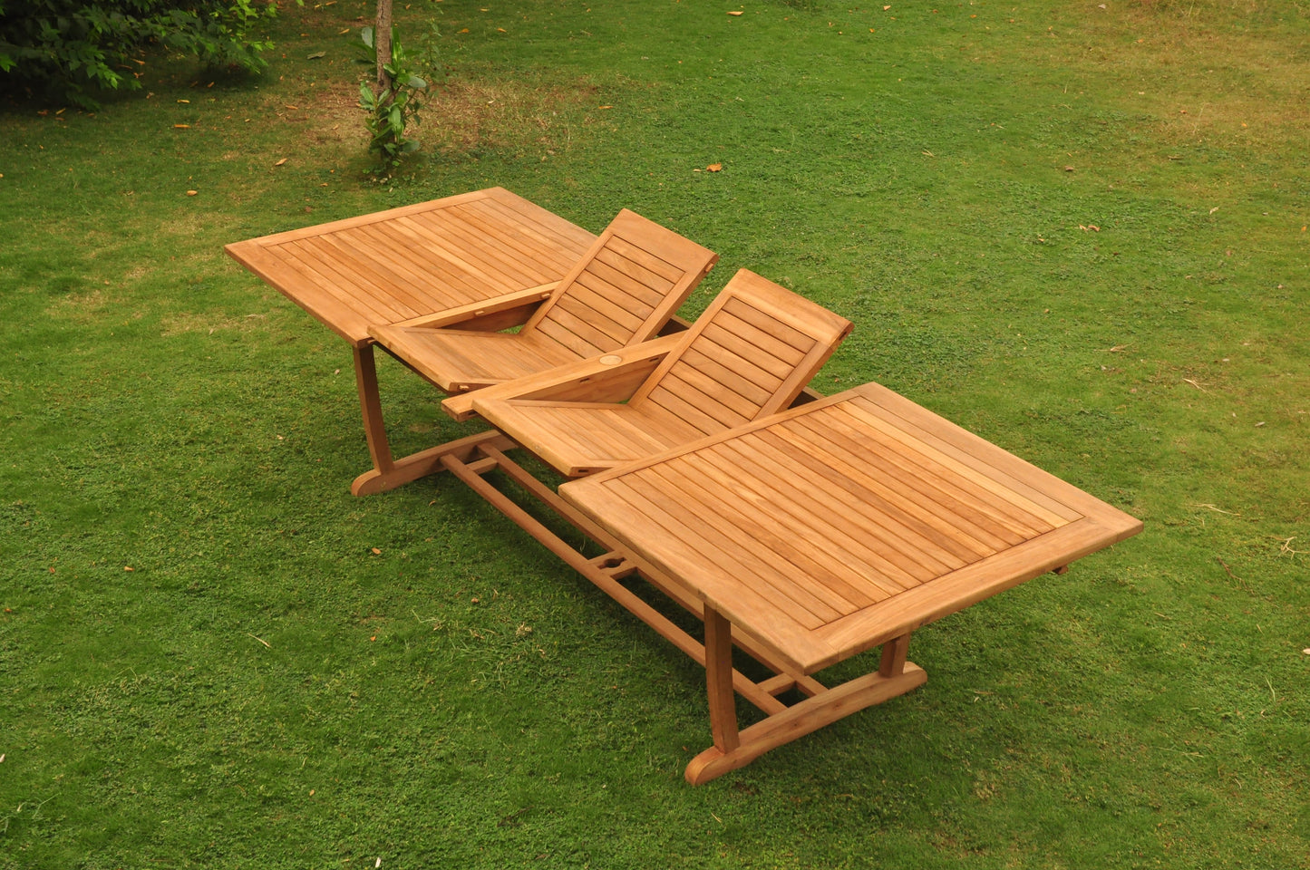 117" Double Extension Rectangle Dining Table with Trestle Legs