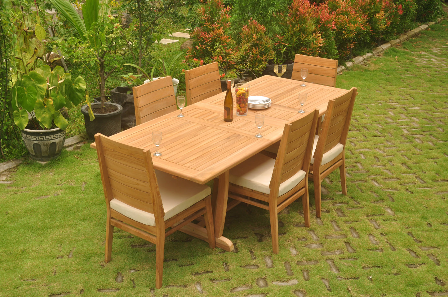 94" Rectangle Table with Trestle Legs and Charleston Chairs