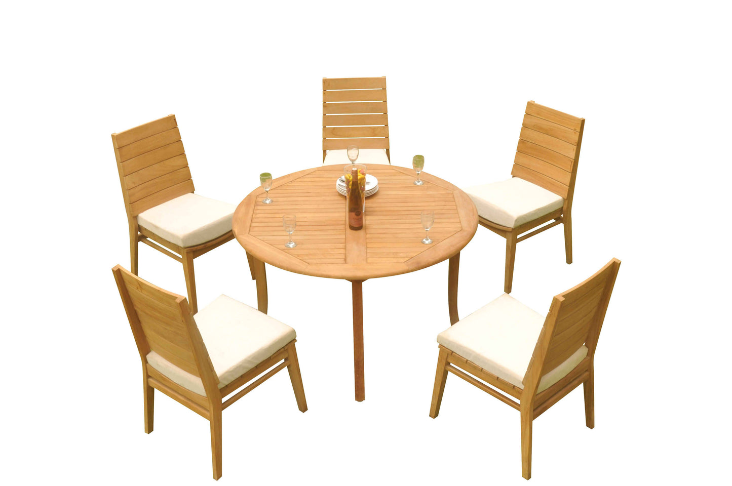 52" Round Table and with 4 Charleston Armless Chairs