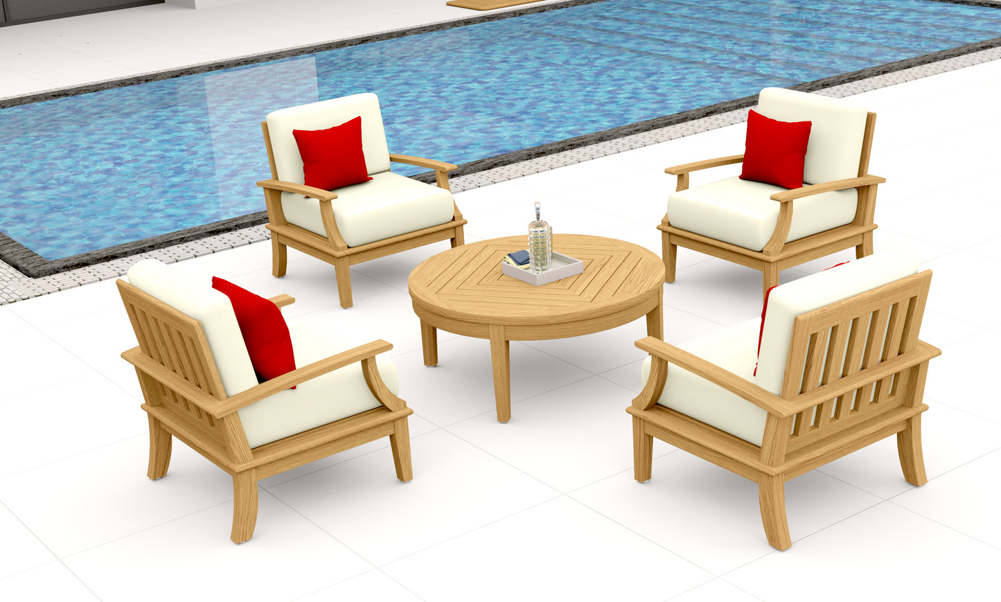 5 Piece Somer Lounge Set: 4 Somer Lounge Chairs with Noida Round Coffee Table