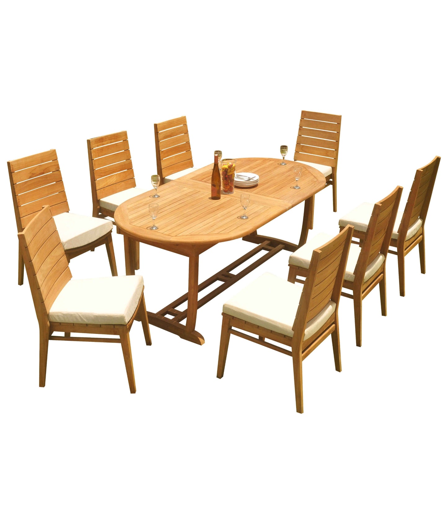 117" Oval Table with Trestle Legs and Charleston Chairs