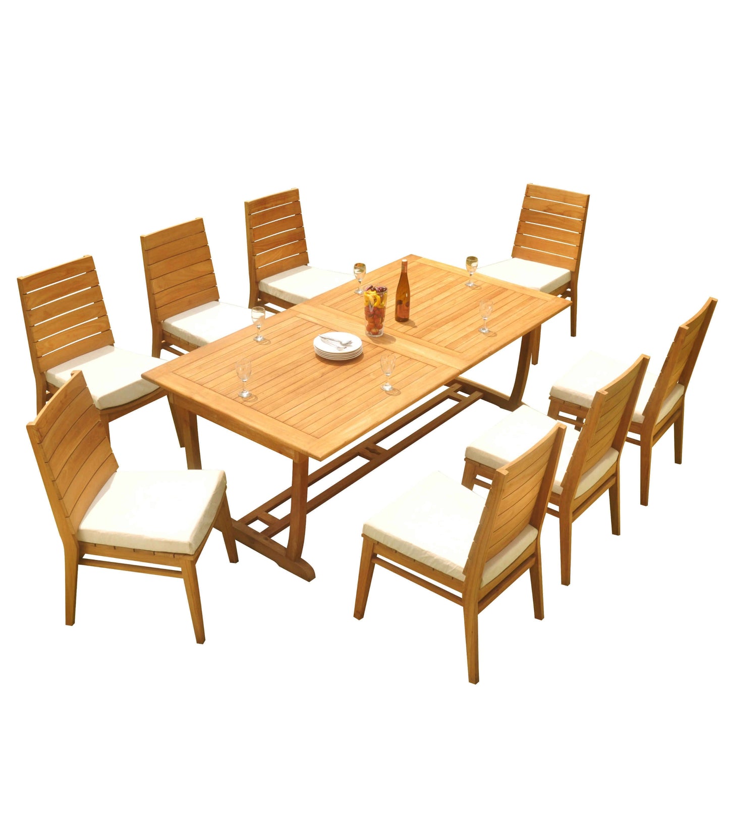 117" Rectangle Table with Trestle Legs and Charleston Chairs