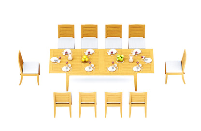 122" Caranas Dining Table with Atnas Armless Chairs