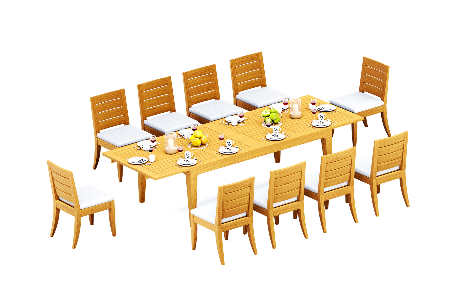 122" Caranas Dining Table with Atnas Armless Chairs