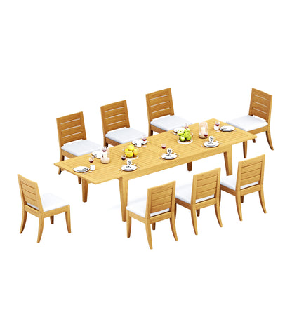 122" Caranas Dining Table with Atnas Armless Chairs