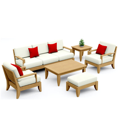 6 Piece Atnas Lounge Set: Lounge Sofa, Lounge Chairs, Ottoman with Accent Tables