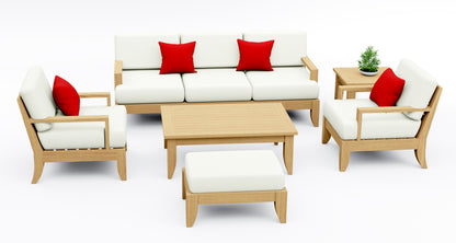 6 Piece Atnas Lounge Set: Lounge Sofa, Lounge Chairs, Ottoman with Accent Tables