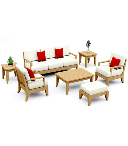 7 Piece Atnas Lounge Set: Lounge Sofa, Lounge Chairs, Ottoman with Accent Tables