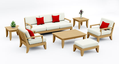7 Piece Atnas Lounge Set: Lounge Sofa, Lounge Chairs, Ottoman with Accent Tables