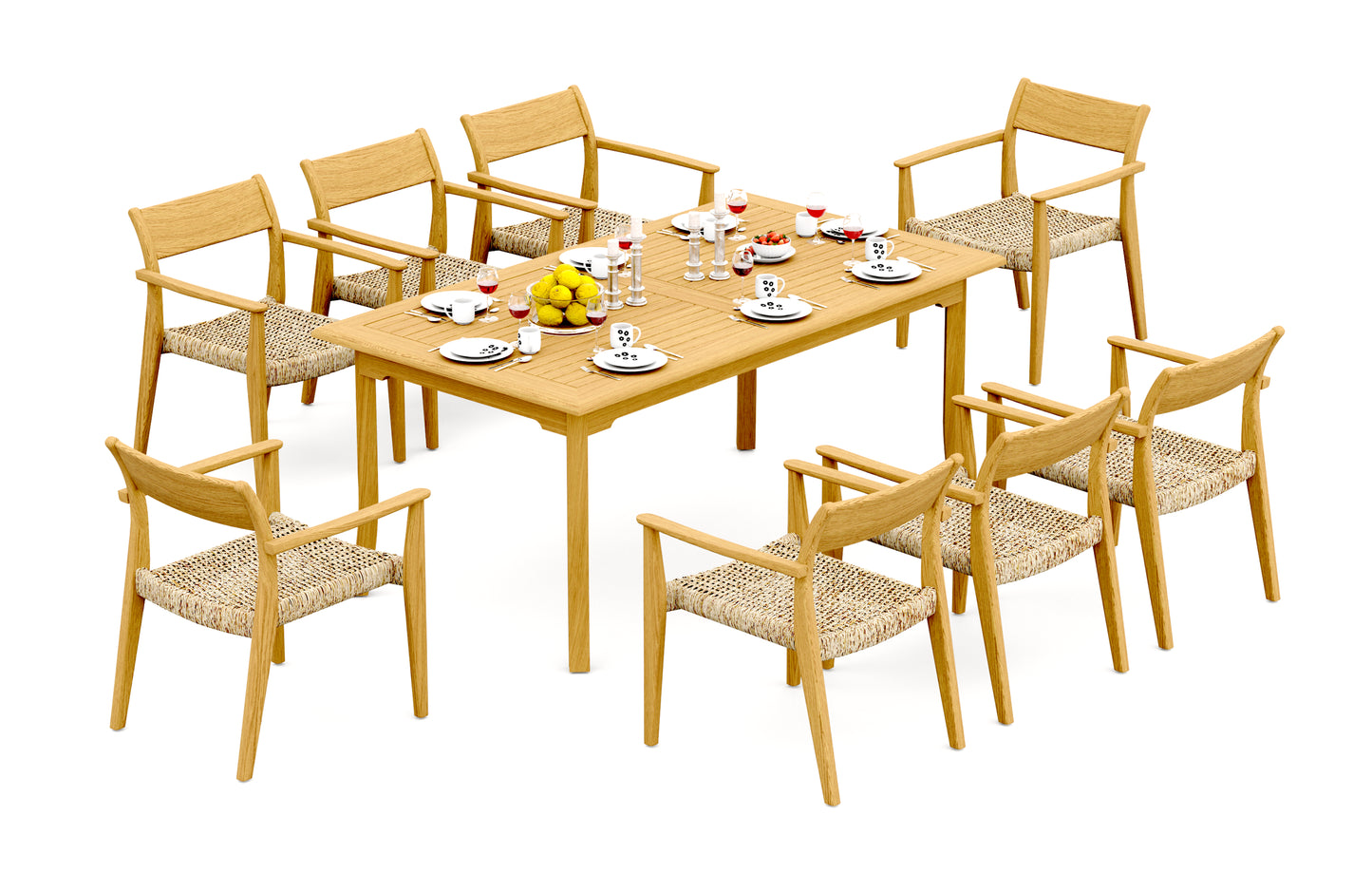 71" Rectangle Table with 6 Amilo Arm Chairs