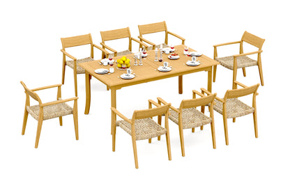 71" Rectangle Table with 6 Amilo Arm Chairs
