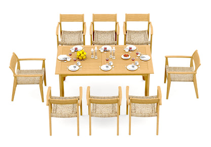 71" Rectangle Table with 6 Amilo Arm Chairs