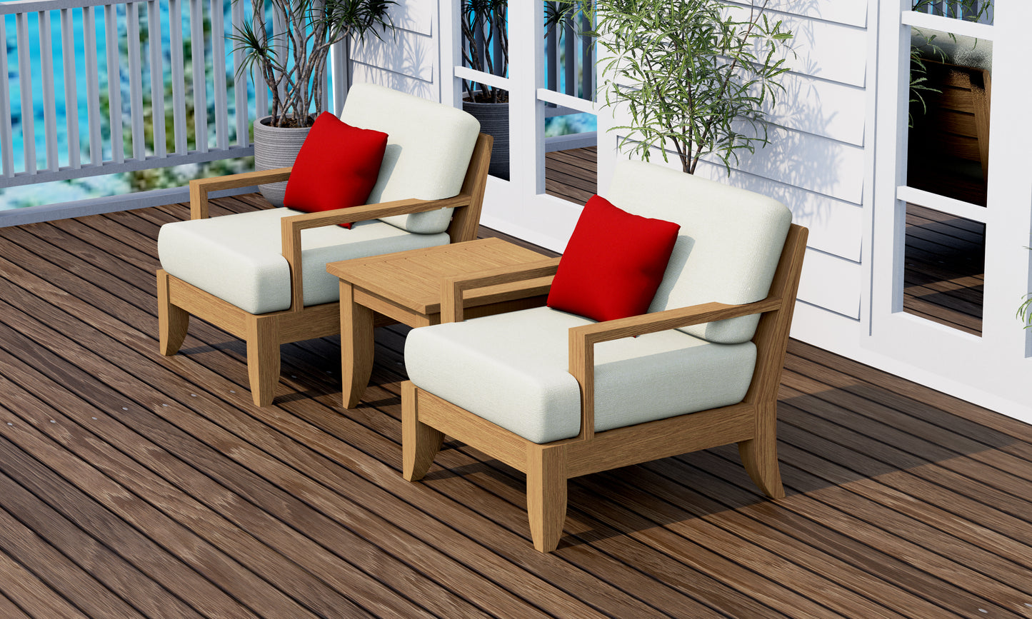 3 Piece Atnas Lounge Set: 2 Atnas Lounge Chairs with Side Table