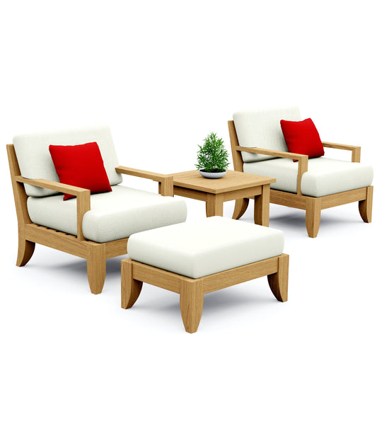 3 Piece Atnas Lounge Set: 2 Atnas Lounge Chairs with Side Table and Ottoman