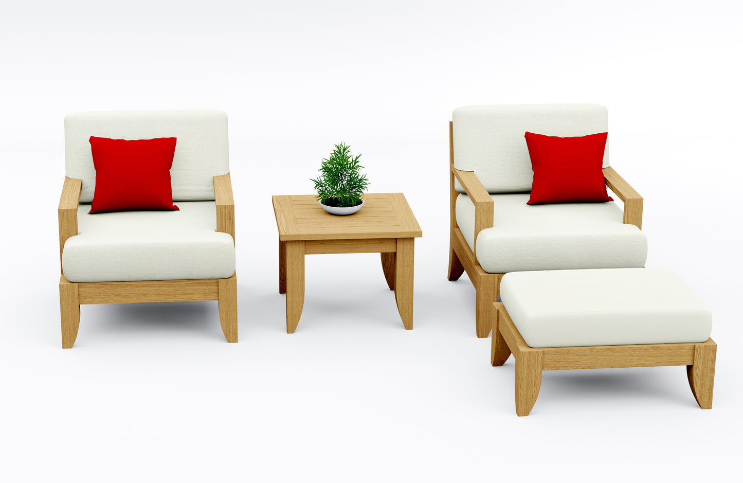 3 Piece Atnas Lounge Set: 2 Atnas Lounge Chairs with Side Table and Ottoman