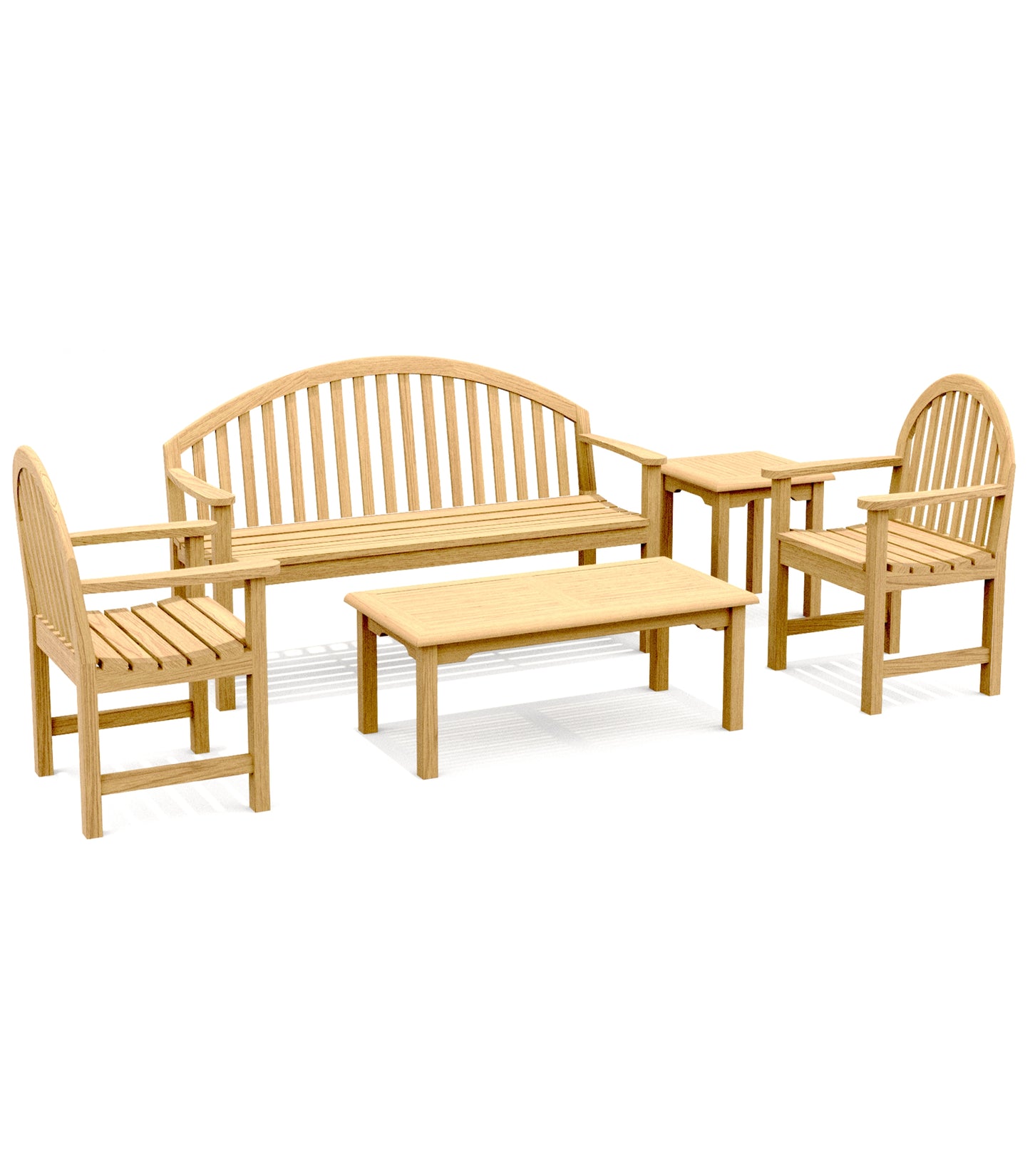 5 Piece Giverny Bench Set: 1 Bench, 2 Giverny Chairs with Napa Accent Tables