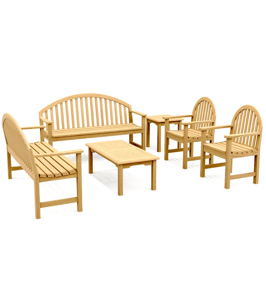 6 Piece Giverny Bench Set: 2 Benches, 2 Giverny Chairs with Napa Accent Tables