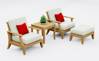 4 Piece Lagos Lounge Set: 2 Lagos Lounge Chairs with Ottoman and Noida Square Side Table
