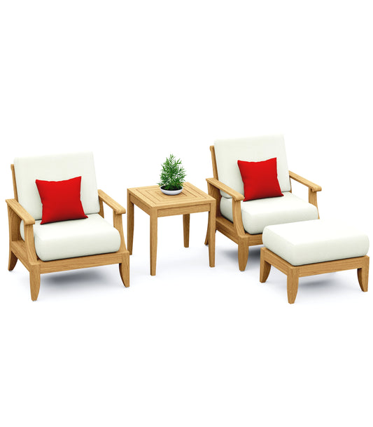 4 Piece Lagos Lounge Set: 2 Lagos Lounge Chairs with Ottoman and Noida Square Side Table