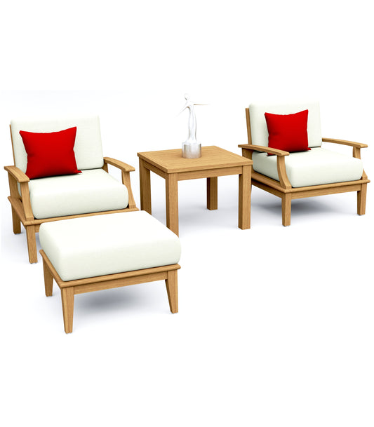4 Piece Somer Lounge Set: 2 Lounge Chairs, Ottoman and Madras Side Table