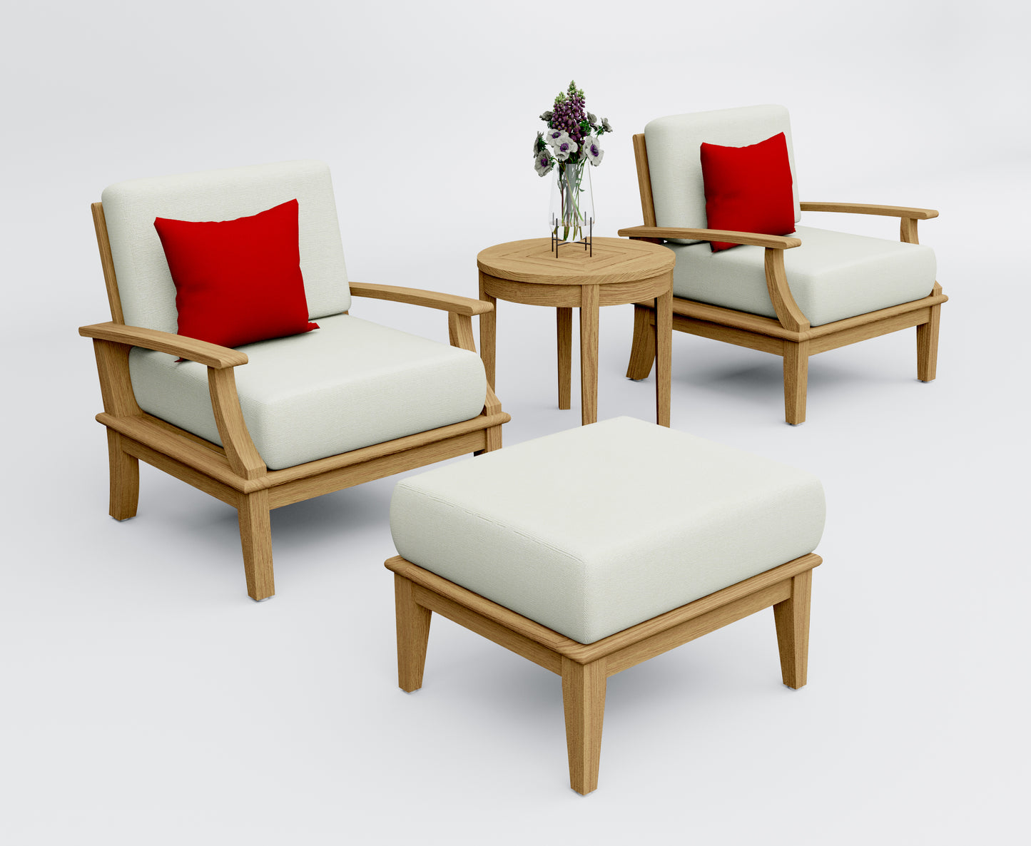 4 Piece Somer Lounge Set: Lounge Chairs, Ottoman and Side Table
