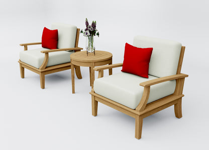 3 Piece Somer Lounge Set: Lounge Chairs with Noida Round Side Table