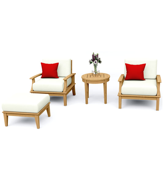 4 Piece Somer Lounge Set: Lounge Chairs, Ottoman and Side Table