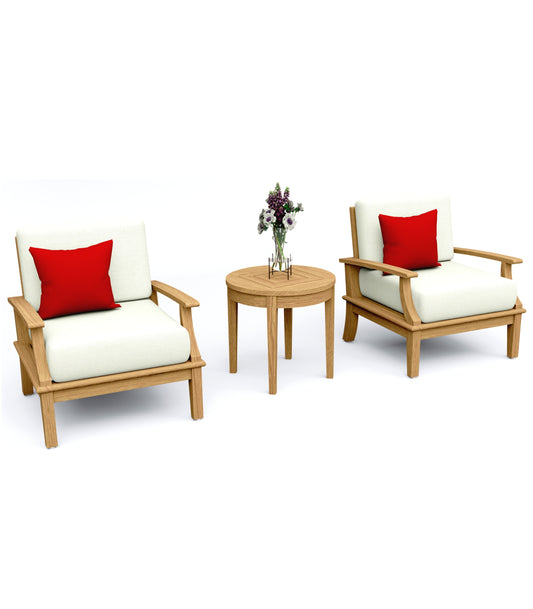 3 Piece Somer Lounge Set: Lounge Chairs with Noida Round Side Table