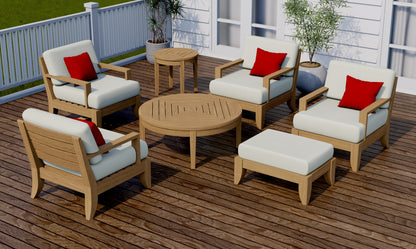 7 Piece Atnas Lounge Set: 4 Atnas Sofa Chairs, Ottoman with Noida Round Accent Tables