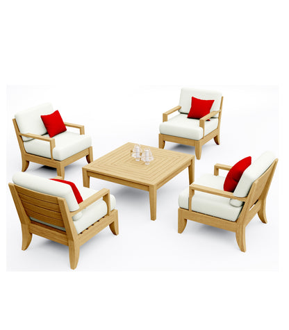 5 Piece Atnas Lounge Set: 4 Atnas Sofa Chairs and Noida Square Coffee Table