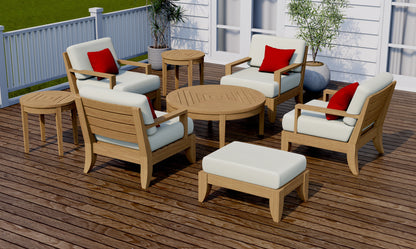 8 Piece Atnas Lounge Set: 4 Atnas Lounge Chairs, Ottoman with Noida Round Accent tables