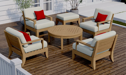 6 Piece Atnas Lounge Set: 4 Atnas Sofa Chairs, Ottoman and Noida Round Coffee Table