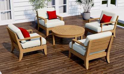 5 Piece Atnas Lounge Set: 4 Atnas Sofa Chairs and Noida Round Coffee Table