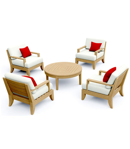 5 Piece Atnas Lounge Set: 4 Atnas Sofa Chairs and Noida Round Coffee Table