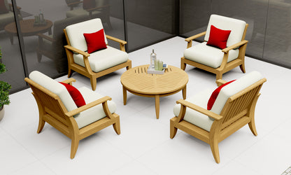 5 Piece Lagos Lounge Set: 4 Somer Lounge Chairs with Noida Round Coffee Table