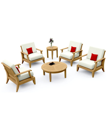 6 Piece Lagos Lounge Set: 4 Lagos Lounge Chairs with Noida Accent Tables