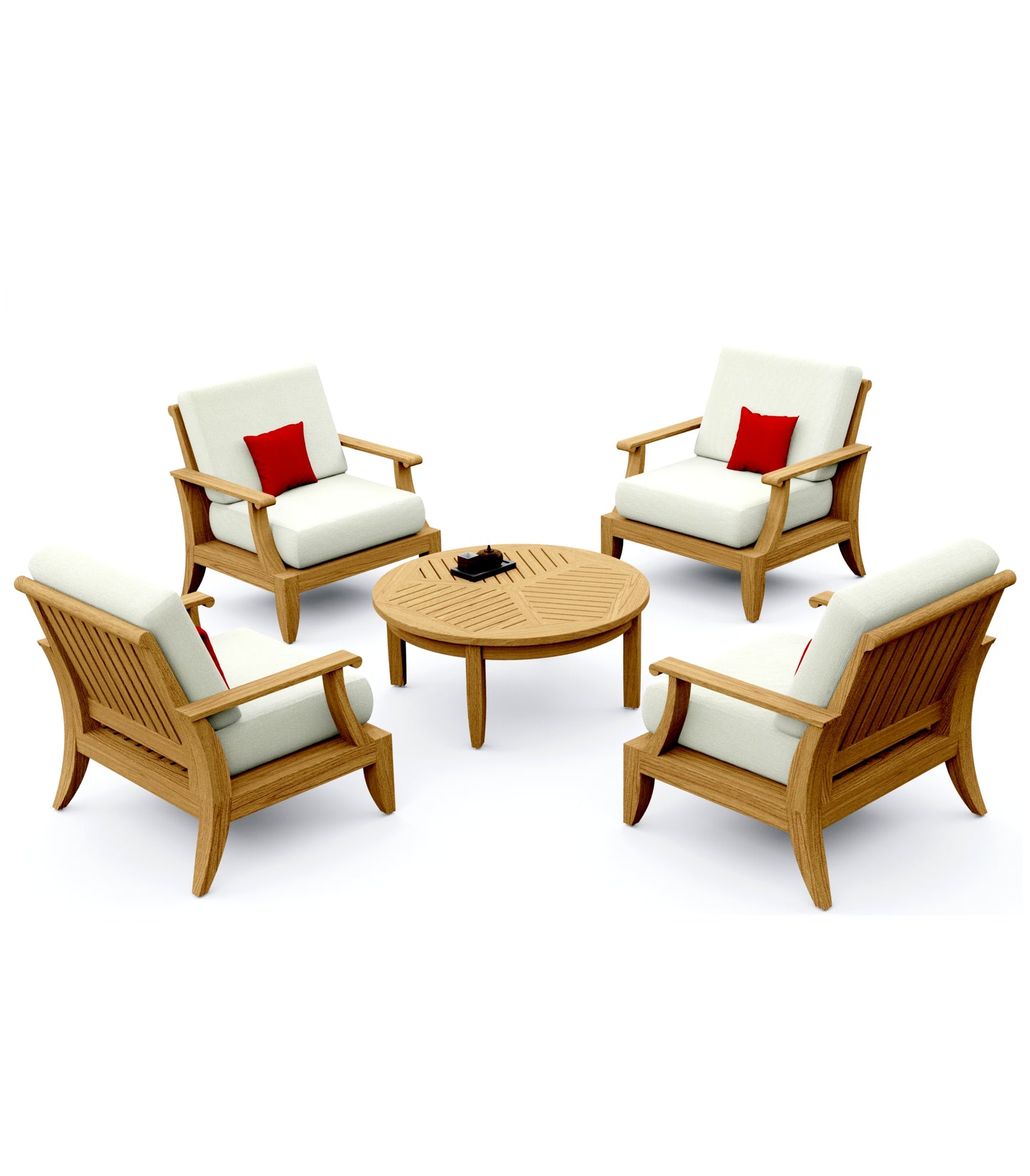 5 Piece Lagos Lounge Set: 4 Somer Lounge Chairs with Noida Round Coffee Table
