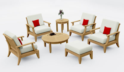 7 Piece Lagos Lounge Set: 4 Lagos Lounge Chairs with Ottoman and Noida Accent Tables