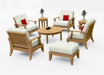 8 Piece Lagos Lounge Set: 4 Lagos Lounge Chairs with Ottoman and Noida Accent Tables