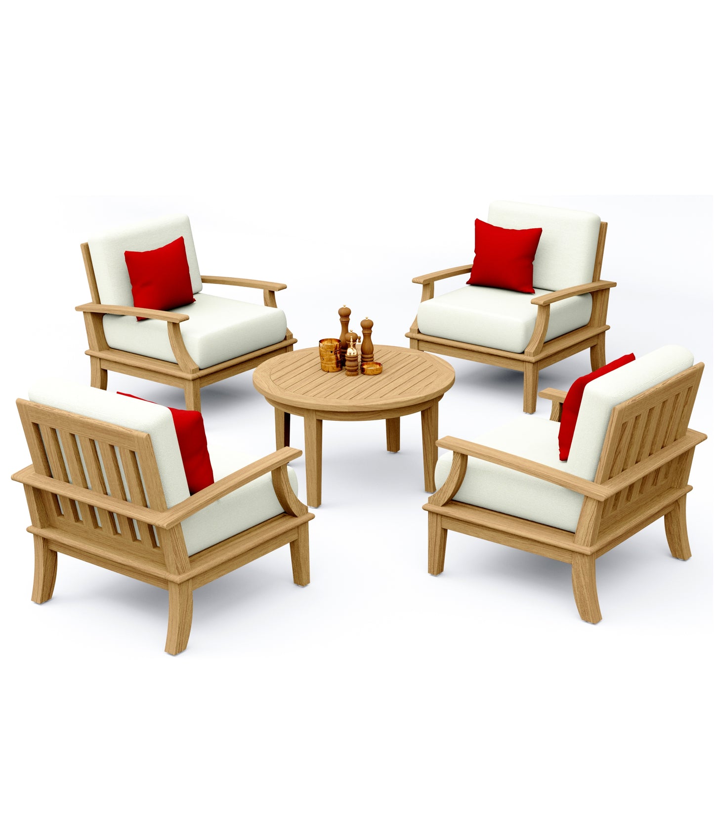 5 Piece Somer Lounge Set: 4 Somer Lounge Chairs with Somer Round Coffee Table