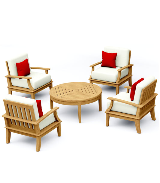 5 Piece Somer Lounge Set: 4 Somer Lounge Chairs with Noida Round Coffee Table